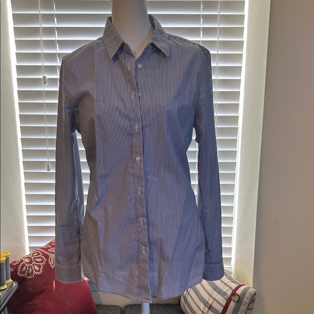 Banana Republic Blue & White Pinstripe Button-Down Shirt